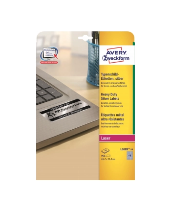 avery zweckform Etykiety znamionowe, 45,7 x 21,2mm, srebrne, 960 sztuk