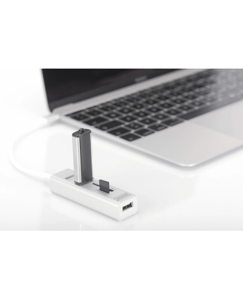 digitus HUB/Koncentrator 3-portowy OTG USB Typ C, USB 2.0 HighSpeed czytnik kart SD/Micro SD, aluminium nr 2