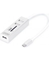 digitus HUB/Koncentrator 3-portowy OTG USB Typ C, USB 2.0 HighSpeed czytnik kart SD/Micro SD, aluminium - nr 34