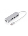 digitus HUB/Koncentrator 3-portowy USB Typ C, 3x USB A HighSpeed z Gigabit LAN adapter, aluminium - nr 13