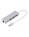 digitus HUB/Koncentrator 3-portowy USB Typ C, 3x USB A HighSpeed z Gigabit LAN adapter, aluminium - nr 18