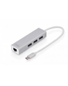 digitus HUB/Koncentrator 3-portowy USB Typ C, 3x USB A HighSpeed z Gigabit LAN adapter, aluminium - nr 1
