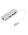 digitus HUB/Koncentrator 3-portowy USB Typ C, 3x USB A HighSpeed z Gigabit LAN adapter, aluminium - nr 20