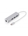 digitus HUB/Koncentrator 3-portowy USB Typ C, 3x USB A HighSpeed z Gigabit LAN adapter, aluminium - nr 21
