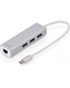 digitus HUB/Koncentrator 3-portowy USB Typ C, 3x USB A HighSpeed z Gigabit LAN adapter, aluminium - nr 22