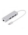 digitus HUB/Koncentrator 3-portowy USB Typ C, 3x USB A HighSpeed z Gigabit LAN adapter, aluminium - nr 34