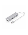 digitus HUB/Koncentrator 3-portowy USB Typ C, 3x USB A HighSpeed z Gigabit LAN adapter, aluminium - nr 40