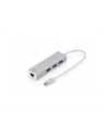 digitus HUB/Koncentrator 3-portowy USB Typ C, 3x USB A HighSpeed z Gigabit LAN adapter, aluminium - nr 44