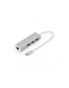 digitus HUB/Koncentrator 3-portowy USB Typ C, 3x USB A HighSpeed z Gigabit LAN adapter, aluminium - nr 50
