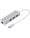 digitus HUB/Koncentrator 3-portowy USB Typ C, 3x USB A HighSpeed z Gigabit LAN adapter, aluminium - nr 51
