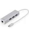 digitus HUB/Koncentrator 3-portowy USB Typ C, 3x USB A HighSpeed z Gigabit LAN adapter, aluminium - nr 60