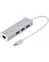 digitus HUB/Koncentrator 3-portowy USB Typ C, 3x USB A HighSpeed z Gigabit LAN adapter, aluminium - nr 61