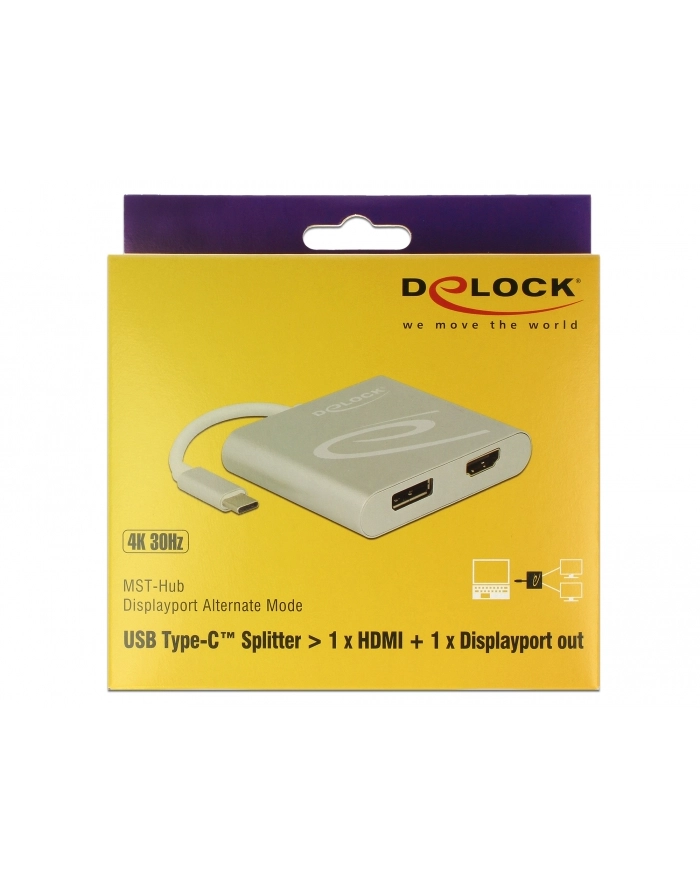 DeLOCK Type-C > HDMI + DP 4K - Splitter 30hz główny