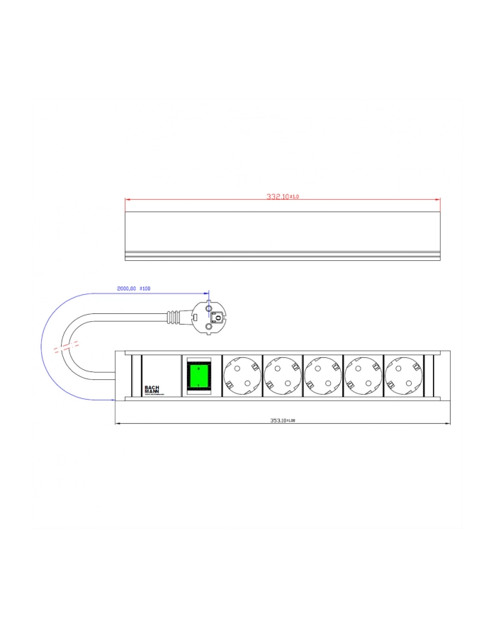 Bachmann ConnectLine 5x Schuko with switch główny