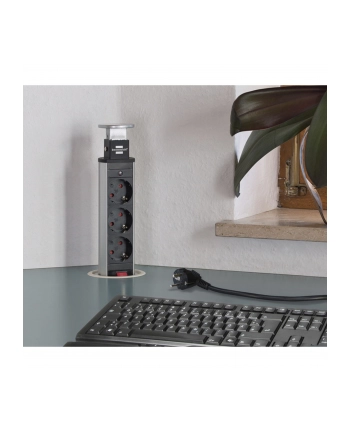 Brennenstuhl Tower Power Alu 3-fold 2m silver / black nr 1