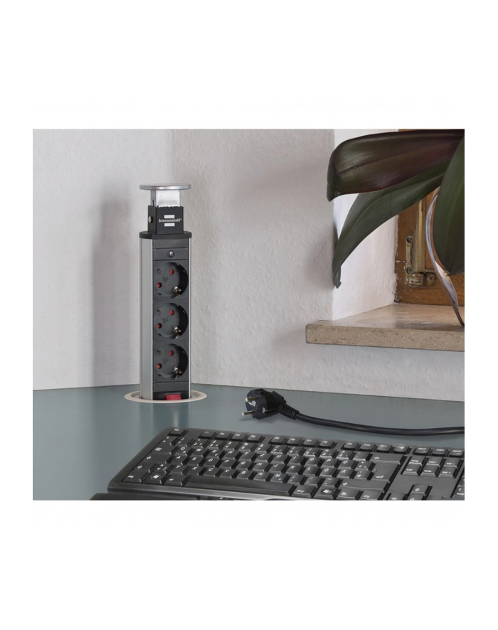 Brennenstuhl Tower Power Alu 3-fold 2m silver / black główny
