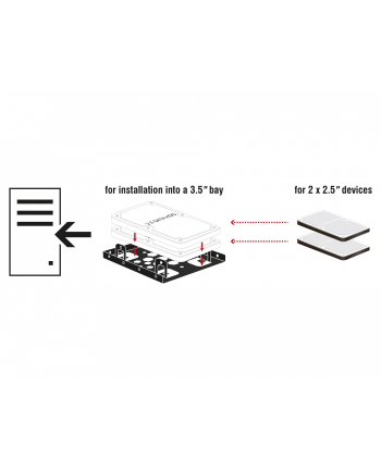 DeLOCK mounting frame 2x 2.5'' to 3.5'' black