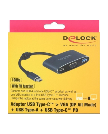DeLOCK C St>VGA blue +USB A +USB C PD