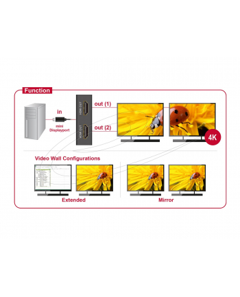 DeLOCK Splitter mini DP1.2 in > 2xDP out