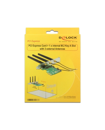 DeLOCK PCIe> 1x M.2 with 3 antennas - Low profile nr 1