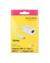 DeLOCK USB 3.1 with USB C St> RJ45 Bu white - nr 20