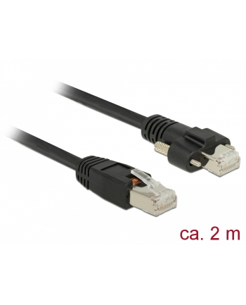 DeLOCK Patch cable m. Schraube Cat.6 2m black