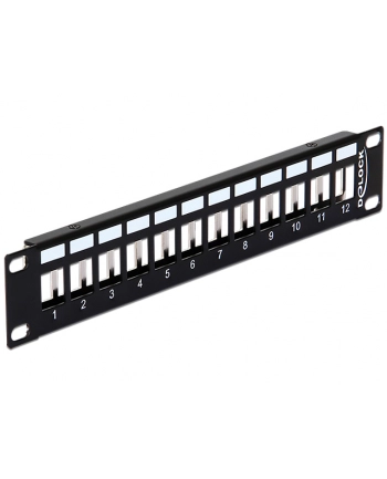 PATCH PANEL 12 PORT 1U DO MODUŁÓW 10'' KEYSTONE CZARNY DELOCK nr 1