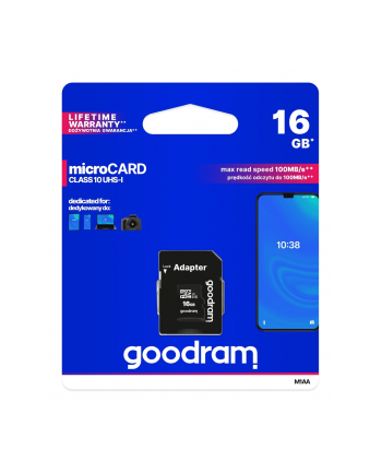 GOODRAM Karta Pamięci Micro SDHC 16GB Class 10 UHS-I + Adapter