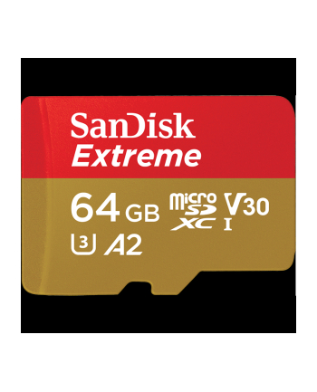 SANDISK EXTREME microSDXC 64 GB 160/60 MB/s A2 C10 V30 UHS-I U3 ActionCam