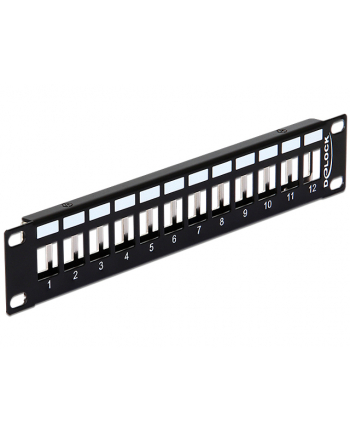 PATCH PANEL 12 PORT 1U DO MODUŁÓW 10'' KEYSTONE CZARNY DELOCK