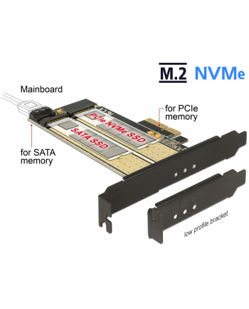 Delock PCI Express x4 >  wewnętrzny M.2- B + wewnętrzny NVMe M.2 M