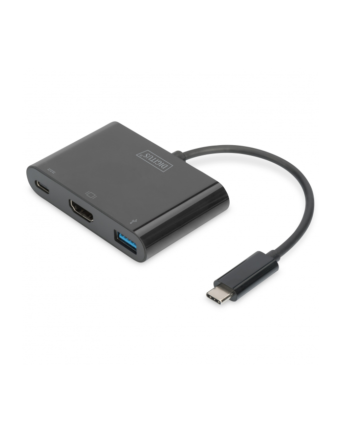 Multi Adapter HDMI 4K 30Hz UHD 1xUSB Typ C PD, 1xUSB A na USB 3.1 Typ C czarny główny