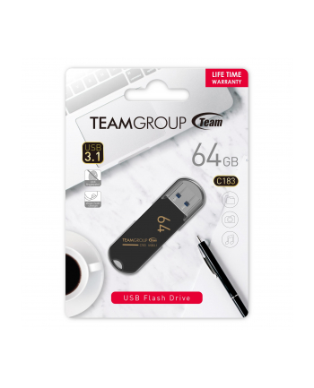 Team Group Pamięć USB C183 64GB USB 3.0 Czarna