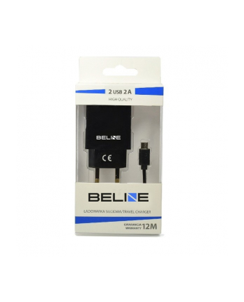 beline Ładowarka sieciowa 2xUSB + microUSB 2A czarna