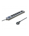 qoltec Listwa antyprzepięciowa Quick Switch, 6 gniazd, 3m, szara - nr 1