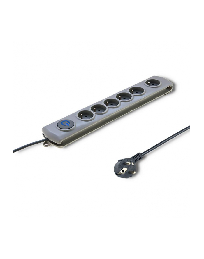 qoltec Listwa antyprzepięciowa Quick Switch, 6 gniazd, 3m, szara główny