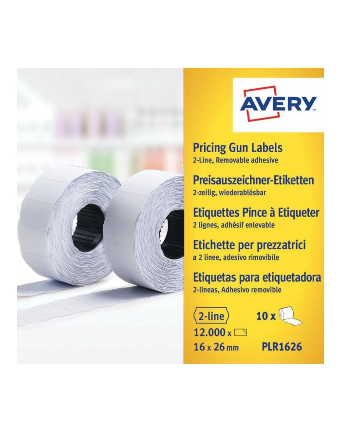 avery zweckform Usuwalne etykiety cenowe w rolce do metkownic dwurzędowych, białe, 26 x 16mm, 12000 sztuk główny