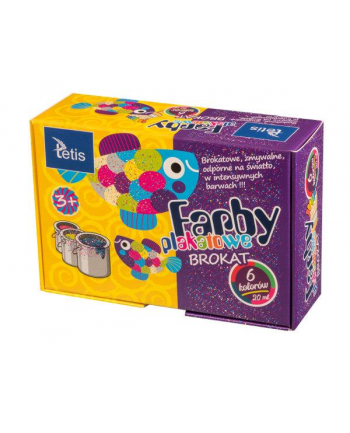 Farby plakatowe brokatowe 6kol 20ml Tetis