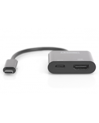 digitus Adapter graficzny HDMI 4K 60Hz UHD na USB 3.1 Typ C, Power Delivery z audio, czarny, aluminiowy