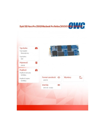owc Dysk SSD Aura Pro 250GB Macbook Pro Retina (501/503 MB/s, 60k IOPS) nr 1