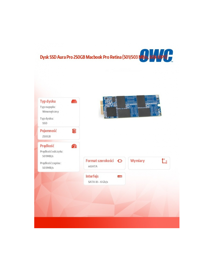 owc Dysk SSD Aura Pro 250GB Macbook Pro Retina (501/503 MB/s, 60k IOPS) główny