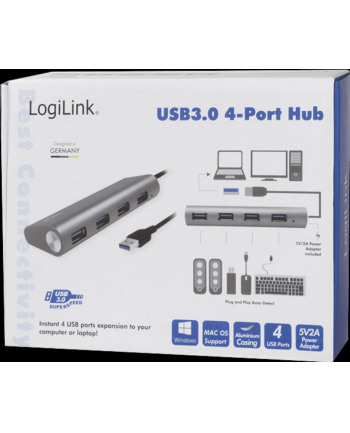 logilink Hub 4xUSB 3.0 aluminiowa obudowa