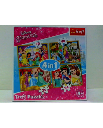 Puzzle 4w1 Radosny dzień księżniczek 34309 Trefl