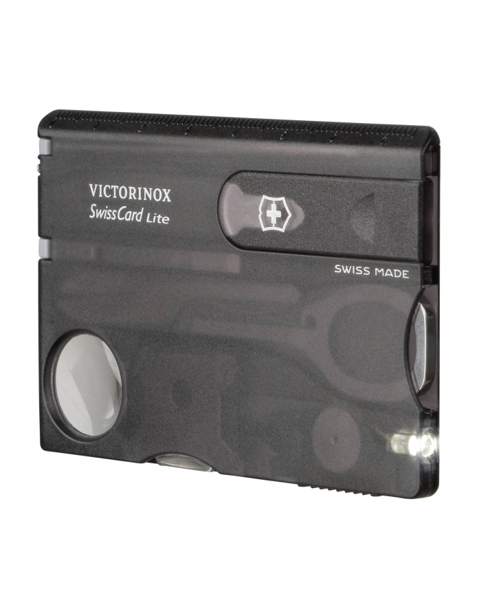 victorinox Scyzoryk SwissCard Lite z diodą, transparentny czarny 0.7333.T3 główny