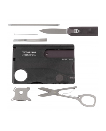 victorinox Scyzoryk SwissCard Lite z diodą, transparentny czarny 0.7333.T3 nr 2