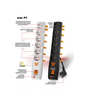 hsk data (acar) Acar P7 listwa zasilająco-filtrująca, szara 3m