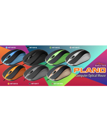 media-tech PLANO - Myszka optyczna 800 cpi, 3 przyciski + rolka, interfejs USB