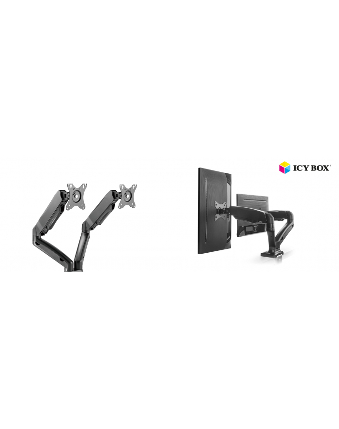 raidsonic IcyBox Uchwyt do 2 monitorów max 27'' (68 cm) z mocowaniem na biurko główny
