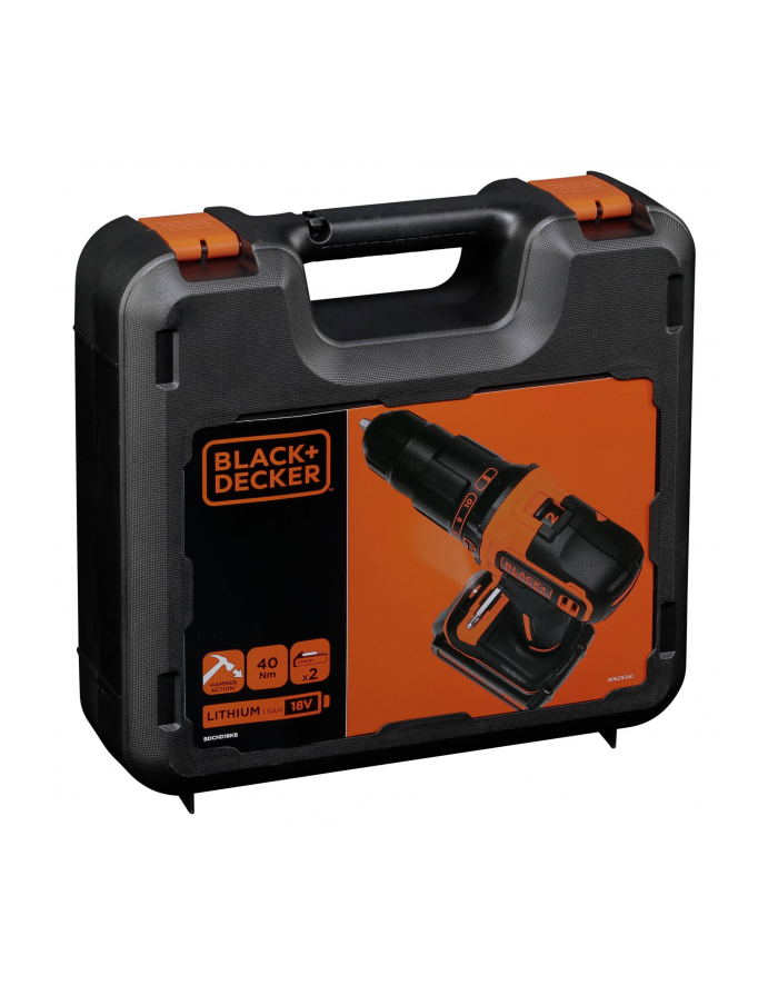 black+decker Black&Decker BDCHD18KB - kolor: czarny / pomarańczowy - case, 2x Li-Ion battery 1.5Ah główny
