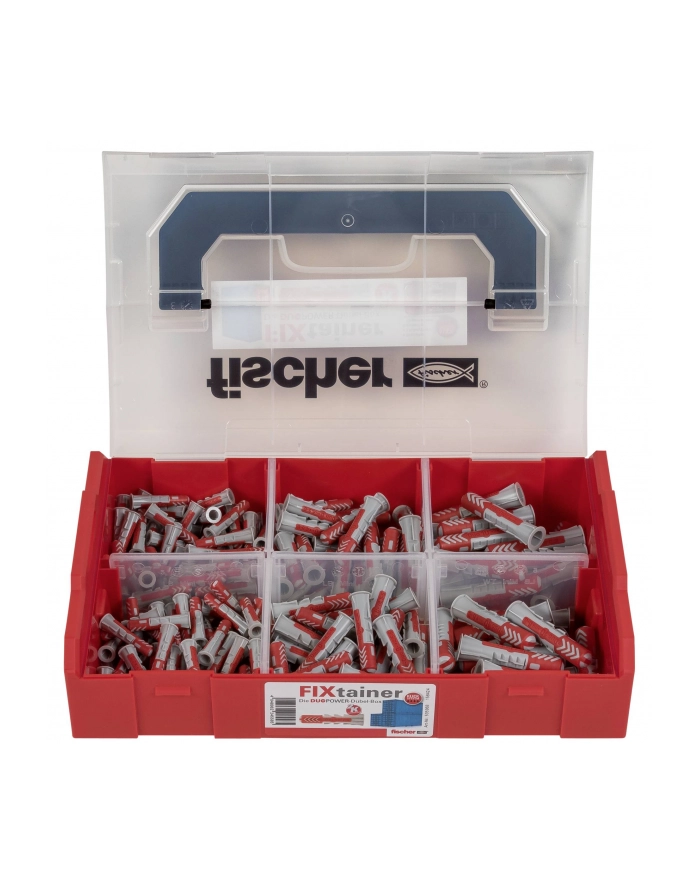 Fischer FIXtainer - DUOPOWER - kołek - jasnoszary / czerwony - 210 części główny